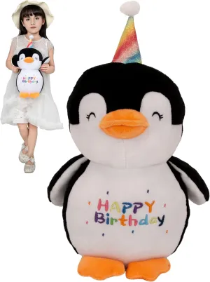 12 Inch Black Penguin Stuffed Animals Happy Birthday Penguin Soft Black Penguin Plush Toys Stuffed Penguin Plushies Animal Black Penguin Plush Doll Animal Toy for Kids & Lovers…