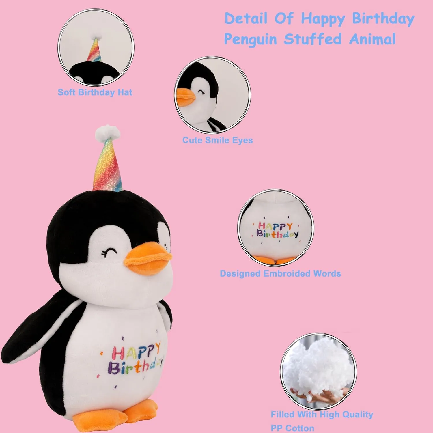 12 Inch Black Penguin Stuffed Animals Happy Birthday Penguin Soft Black Penguin Plush Toys Stuffed Penguin Plushies Animal Black Penguin Plush Doll Animal Toy for Kids & Lovers…