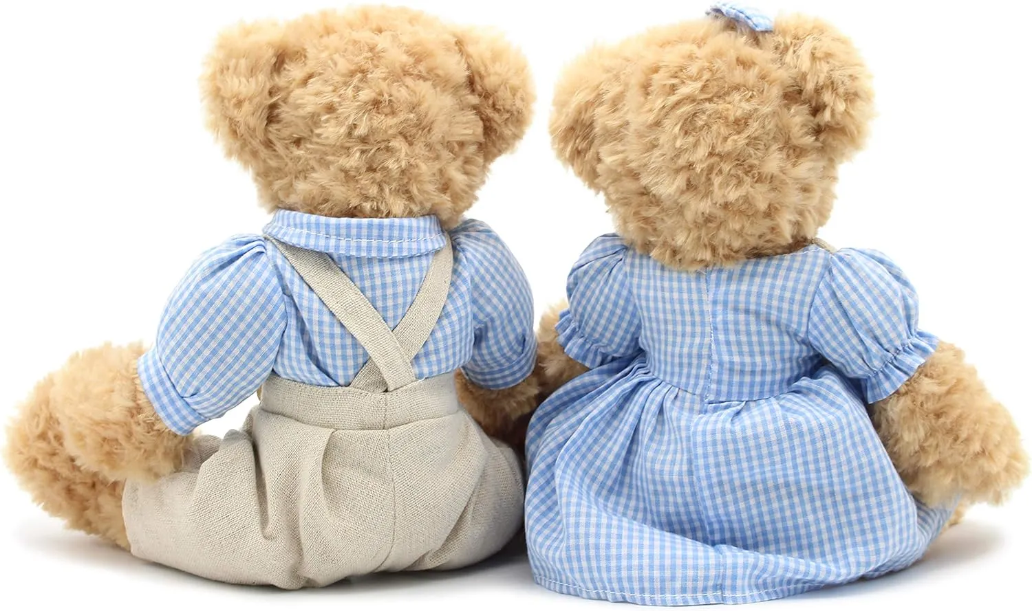 2-Pack Teddy Bear,Cute Stuffed Animal,Couple Gift Soft Plush Toy 11inch (Blue Plaid Clothes)