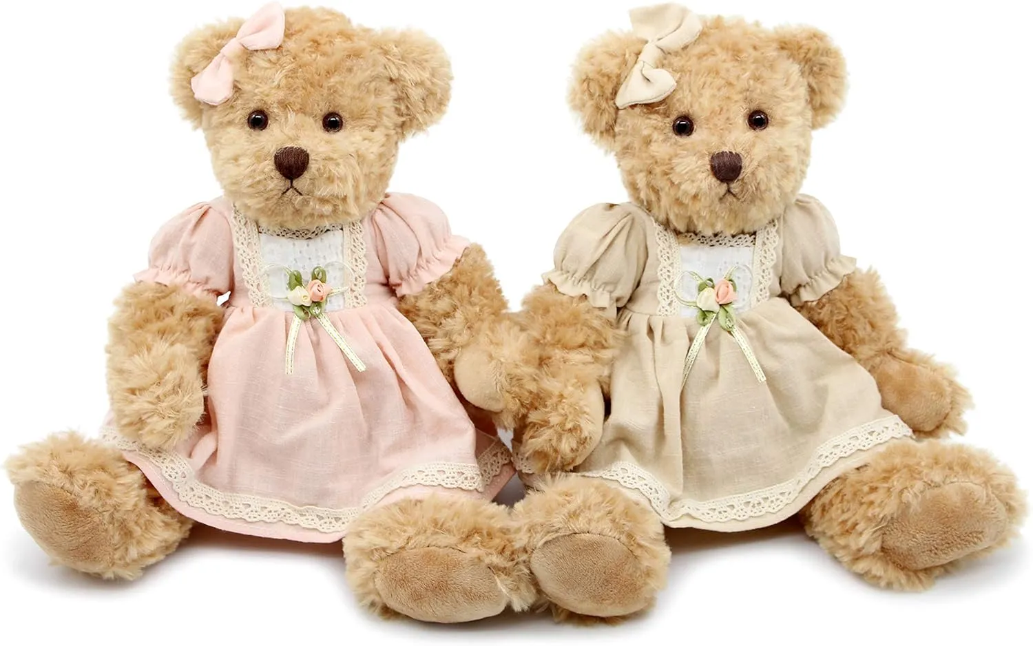 2-Pack Teddy Bear,Cute Stuffed Animal,Couple Gift Soft Plush Toy 11inch (Vintage Dress)