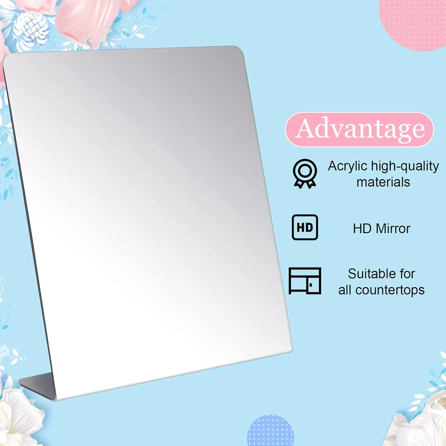 24 Pcs Counter Top Mirror Freestanding Mirror Single Sided Acrylic Desk Mirror for Tabletop Bedroom, Office, Bathroom, Dorm, Home (8.5 x 11 Inch)