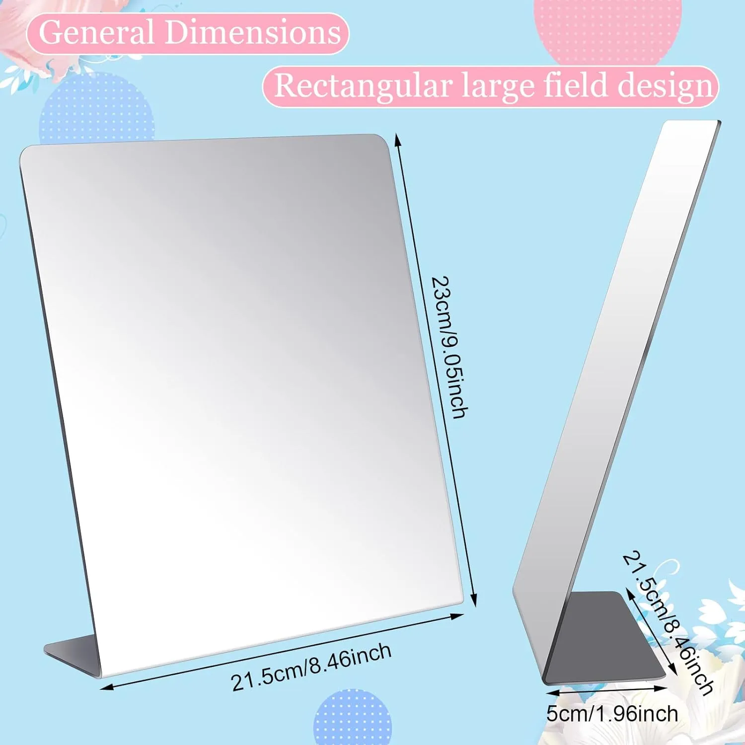 24 Pcs Counter Top Mirror Freestanding Mirror Single Sided Acrylic Desk Mirror for Tabletop Bedroom, Office, Bathroom, Dorm, Home (8.5 x 11 Inch)