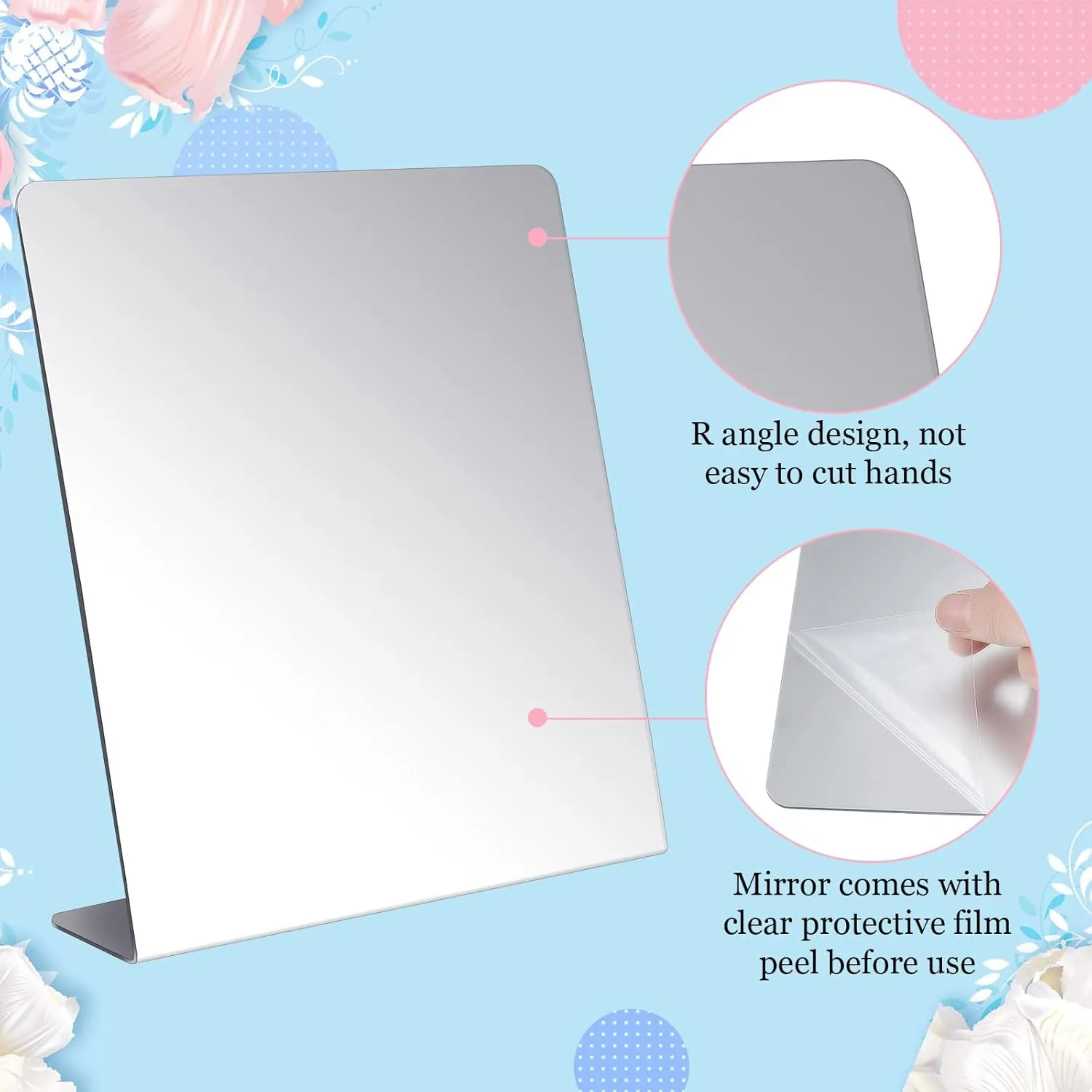 24 Pcs Counter Top Mirror Freestanding Mirror Single Sided Acrylic Desk Mirror for Tabletop Bedroom, Office, Bathroom, Dorm, Home (8.5 x 11 Inch)
