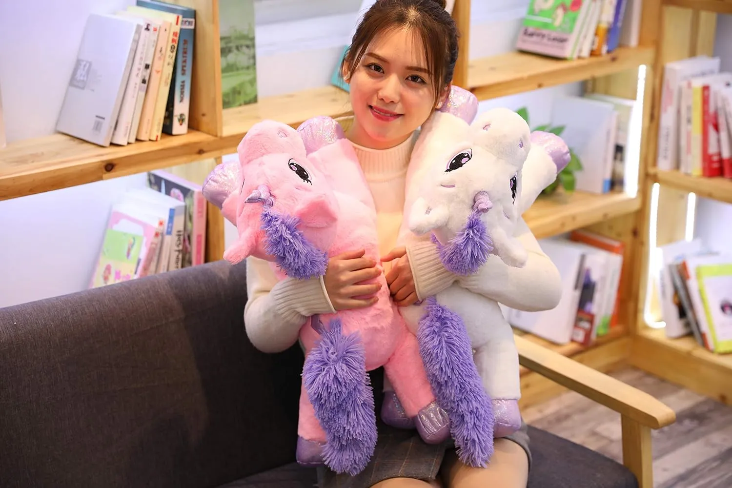 24" Big Unicorn Stuffed Animal, Giant Animal Plush Pillow Unicorn Body Hugging Pillow for Girls, Gift for Christmas Birthday Valentine's Day
