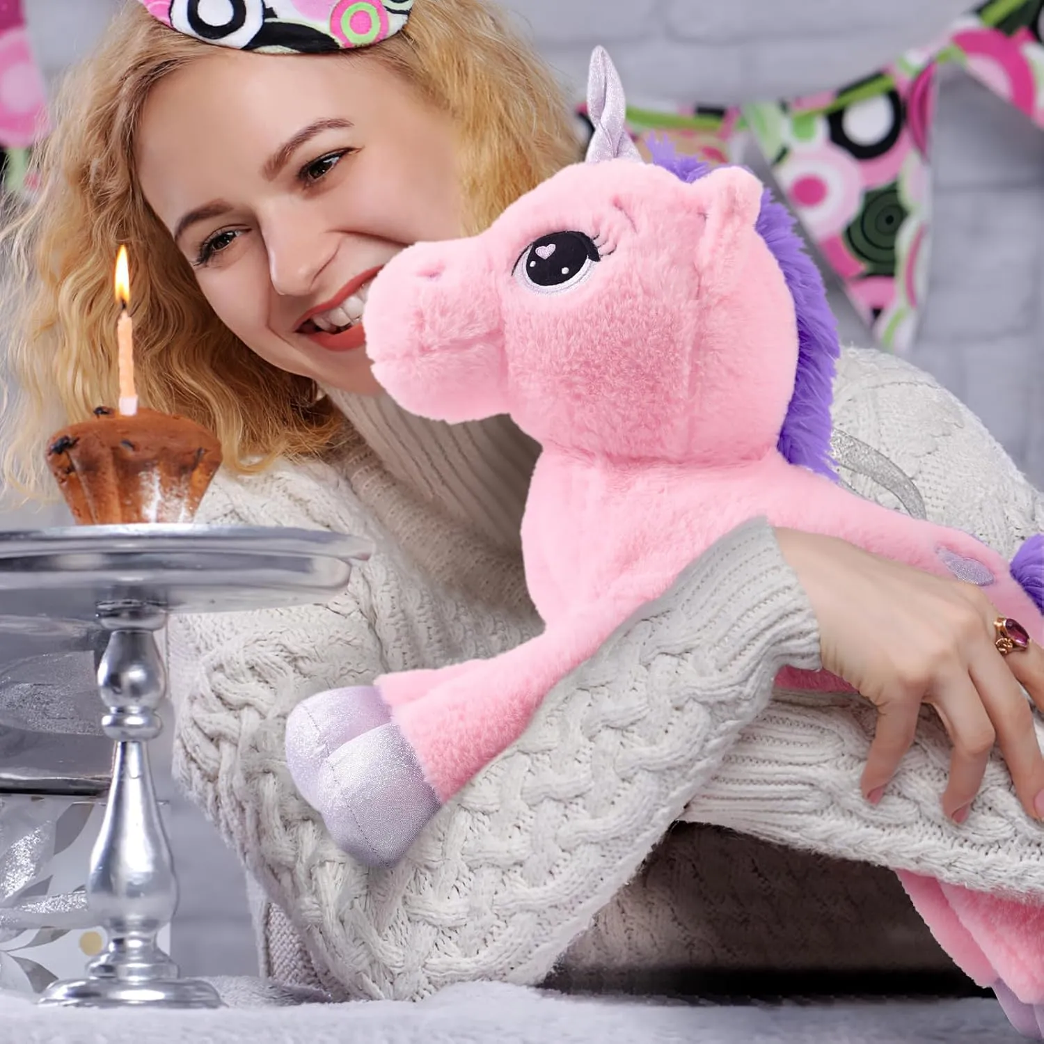 24" Big Unicorn Stuffed Animal, Giant Animal Plush Pillow Unicorn Body Hugging Pillow for Girls, Gift for Christmas Birthday Valentine's Day