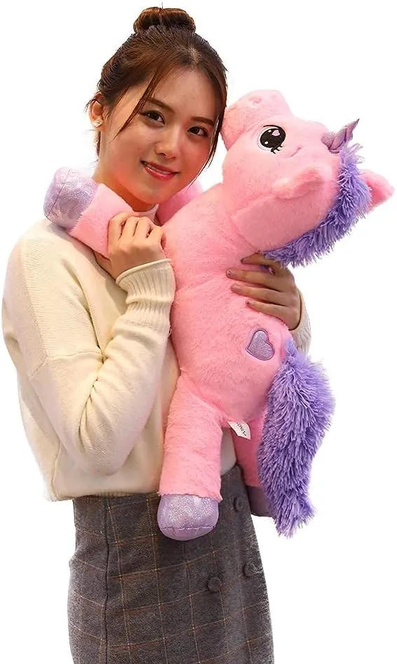 24" Big Unicorn Stuffed Animal, Giant Animal Plush Pillow Unicorn Body Hugging Pillow for Girls, Gift for Christmas Birthday Valentine's Day