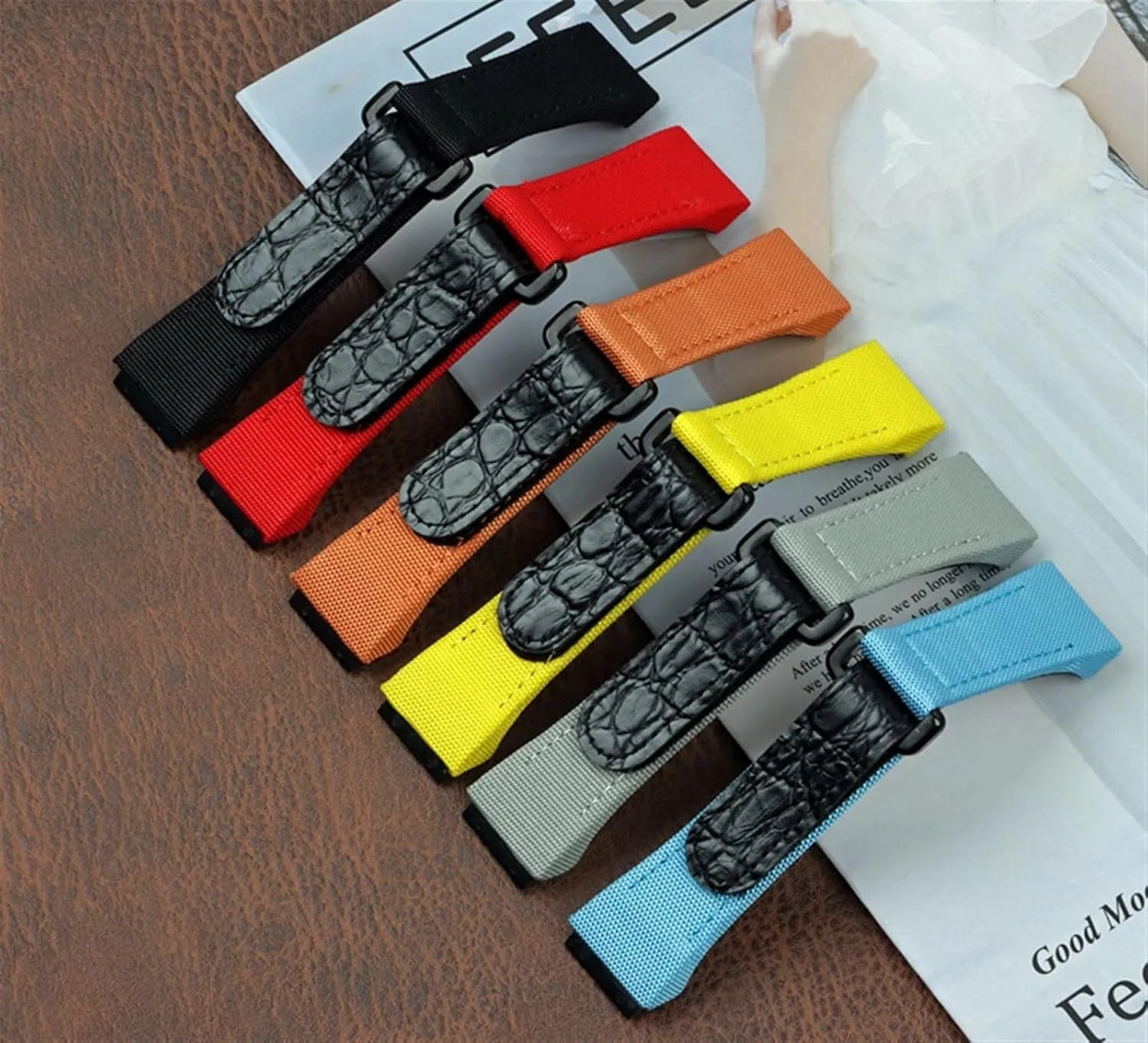 25mm Men Nylon Fabric With Leather Watchband For Richard Watch Mille Strap Band Bracelet Buckle For Spring Bar Version