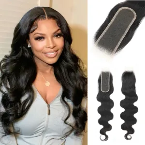 2X6 SKINLIKE 100% Real HD Lace Closure Body Wave Human Hair Closure 0.095mm Ultra-thin Invisible Swiss HD Lace Closure Pre Plucked Small Single Knots Brazilian Virgin Human Hair HD Closure 16inch