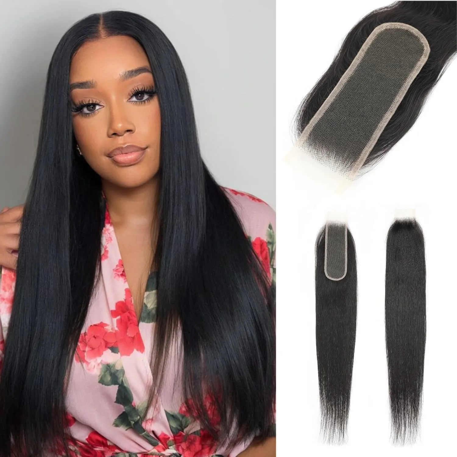 2X6 SKINLIKE 100% Real HD Lace Closure Straight Human Hair Closure 0.095mm Ultra-thin Invisible Swiss HD Lace Closure Pre Plucked Small Single Knots Brazilian Virgin Human Hair HD Closure 16inch