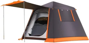 3-4 Person Automatic Camping Tent Hydraulic Instant Tent Easy Setup Two Doors Hiking Tent for Camping Outdoor Mountaineering Travel (Green 3) (Coffee Color 4)