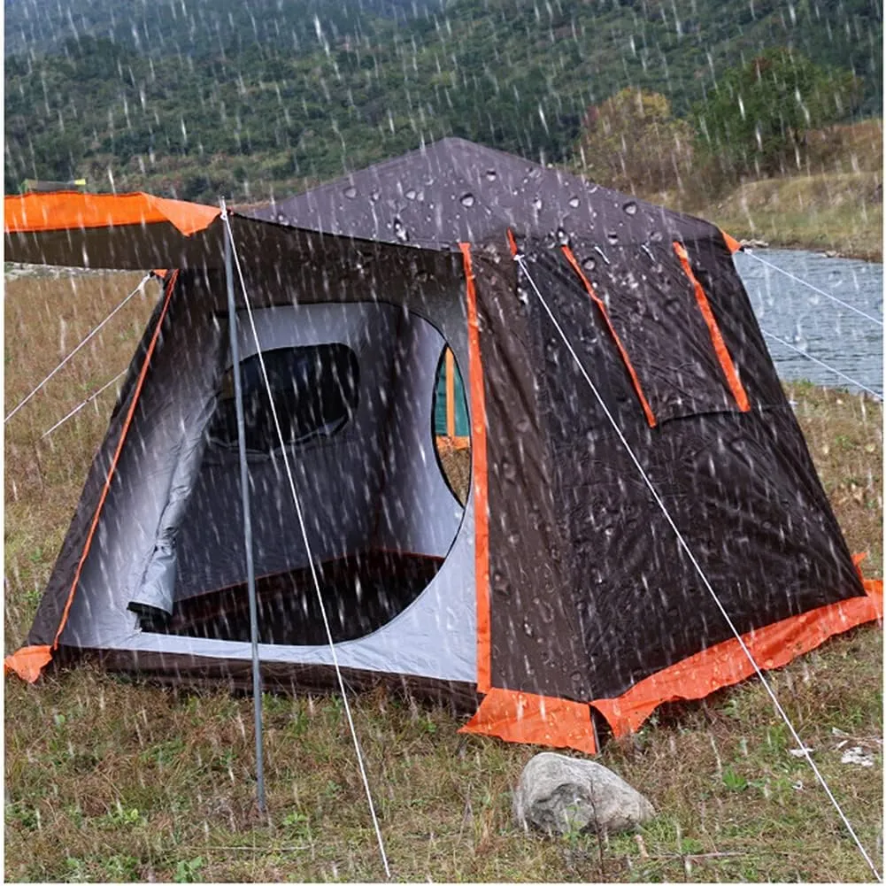 3-4 Person Automatic Camping Tent Hydraulic Instant Tent Easy Setup Two Doors Hiking Tent for Camping Outdoor Mountaineering Travel (Green 3) (Coffee Color 4)