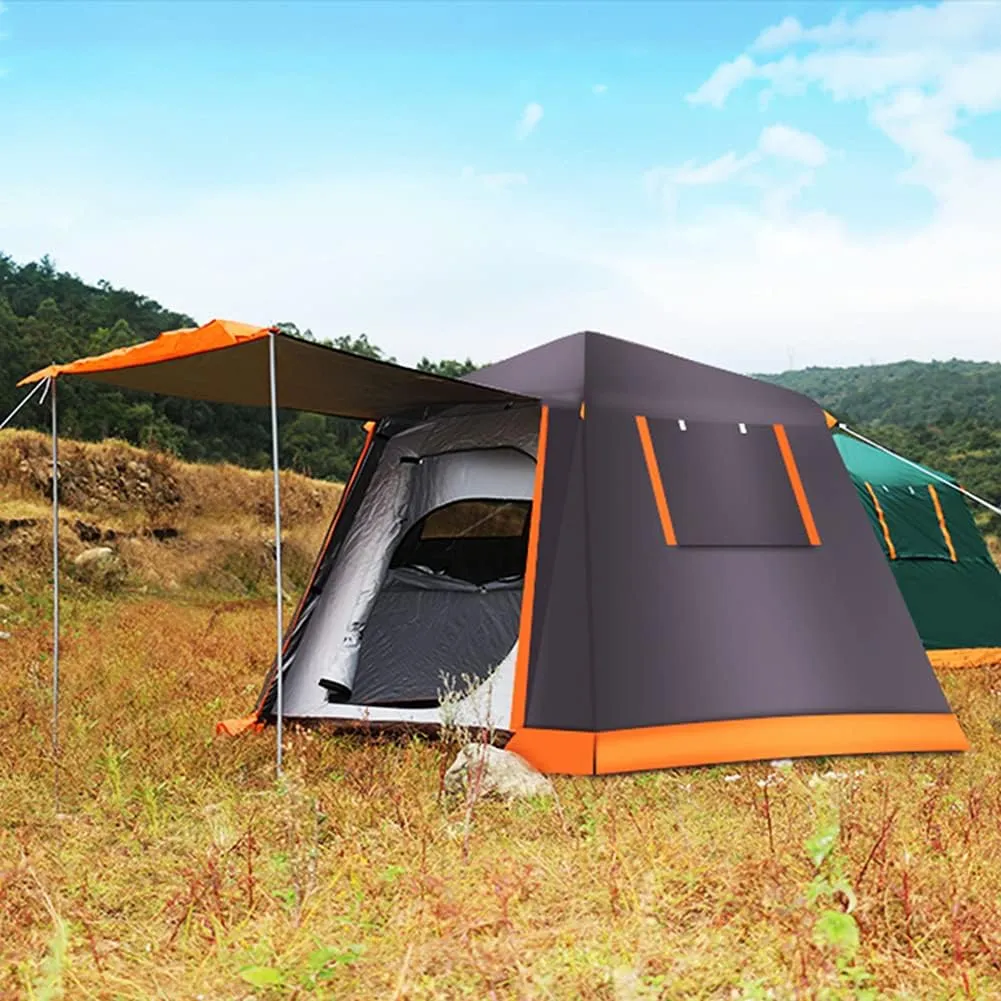 3-4 Person Automatic Camping Tent Hydraulic Instant Tent Easy Setup Two Doors Hiking Tent for Camping Outdoor Mountaineering Travel (Green 3) (Coffee Color 4)