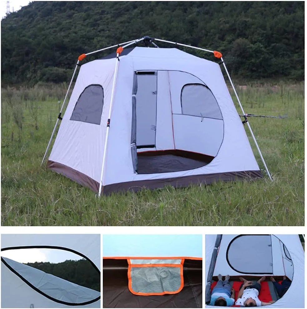 3-4 Person Automatic Camping Tent Hydraulic Instant Tent Easy Setup Two Doors Hiking Tent for Camping Outdoor Mountaineering Travel (Green 3) (Green 4)