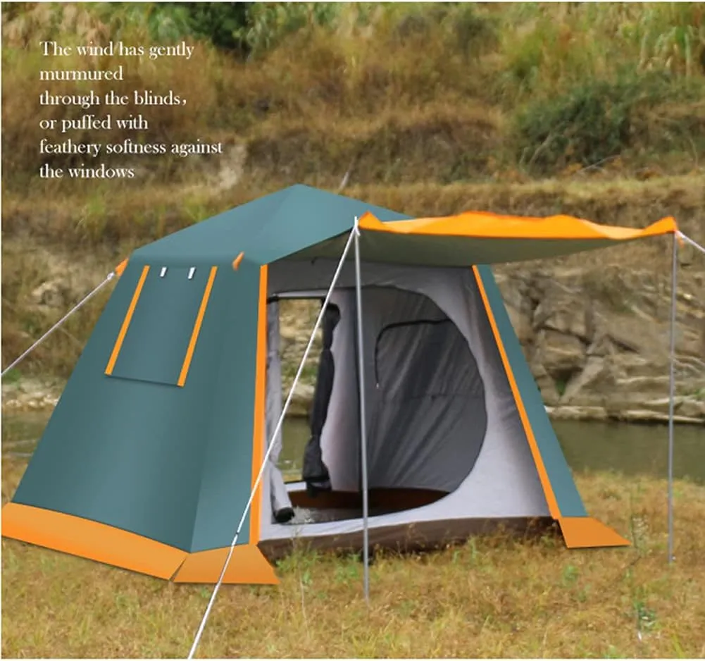 3-4 Person Automatic Camping Tent Hydraulic Instant Tent Easy Setup Two Doors Hiking Tent for Camping Outdoor Mountaineering Travel (Green 3) (Green 4)