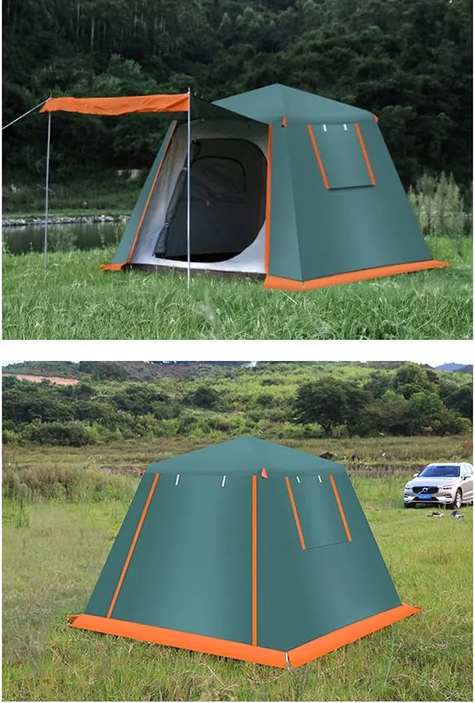 3-4 Person Automatic Camping Tent Hydraulic Instant Tent Easy Setup Two Doors Hiking Tent for Camping Outdoor Mountaineering Travel (Green 3) (Green 4)
