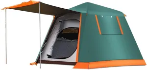 3-4 Person Automatic Camping Tent Hydraulic Instant Tent Easy Setup Two Doors Hiking Tent for Camping Outdoor Mountaineering Travel (Green 3) (Green 4)