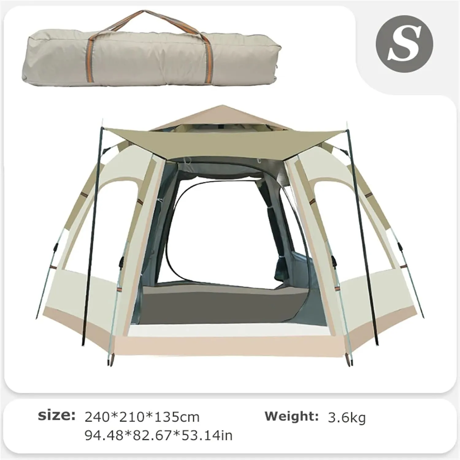 3-4/5-8 Person Pop Up Tent Compatible with Camping Outdoor Dome Tent Automatic Easy Setup Waterproof Family Tent Hiking Backpacking (S for 3 4 Person)