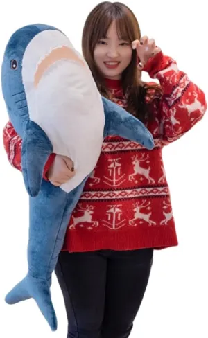 39" Giant Shark Plush Stuffed Animal Toy Soft Plush Pillow Shark Stuffed Sea Animals for Boy's and Girl's Room Sofa Decoration and Holiday Birthday Gift