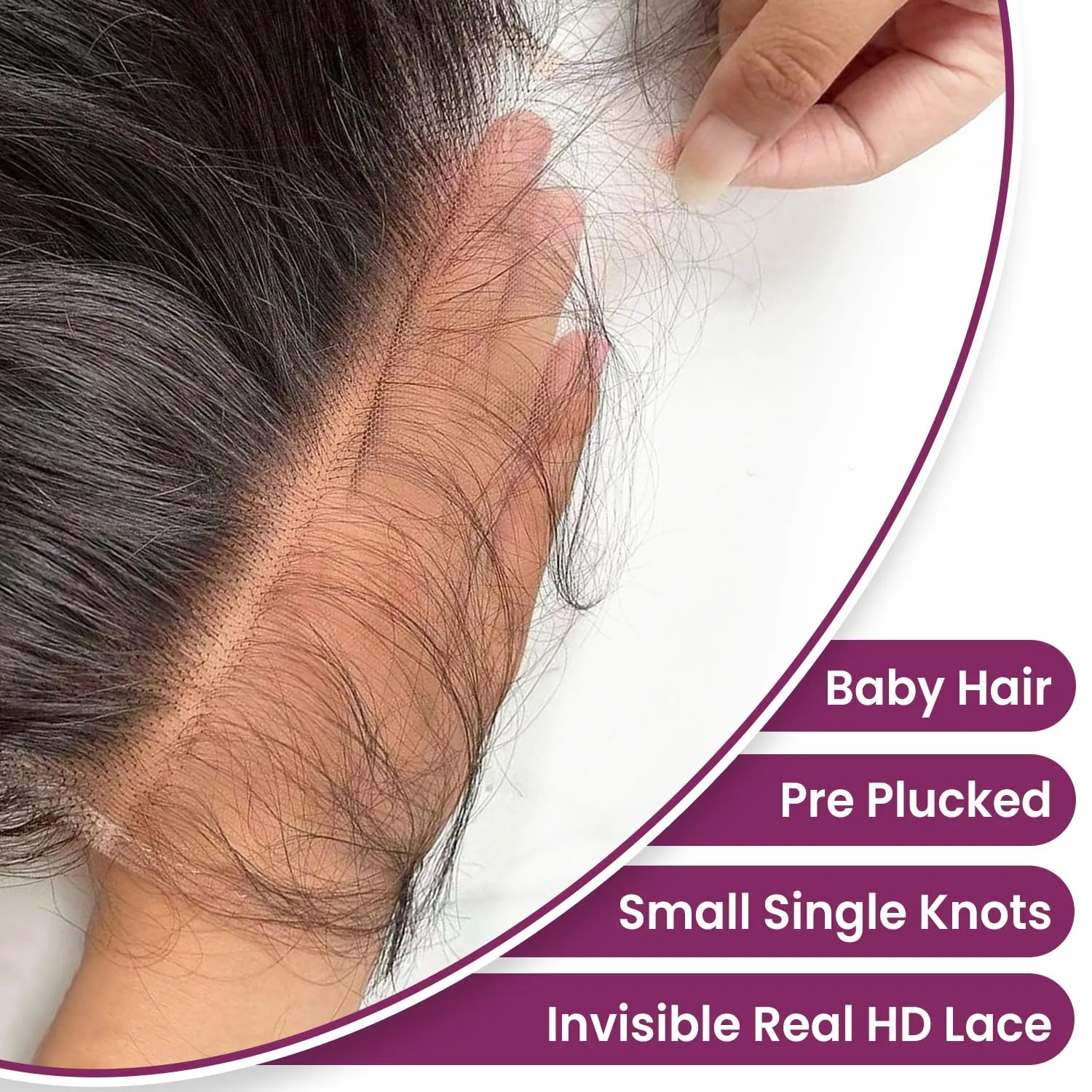 4x4 HD Lace Closure Body Wave, Skinlike Undetectable Melted 4x4 Lace Closure Pre-Plucked with Baby Hair Brazilian Remy Human Hair Breathable 0.11mm Thin Invisible Swiss HD Closure 24 Inch