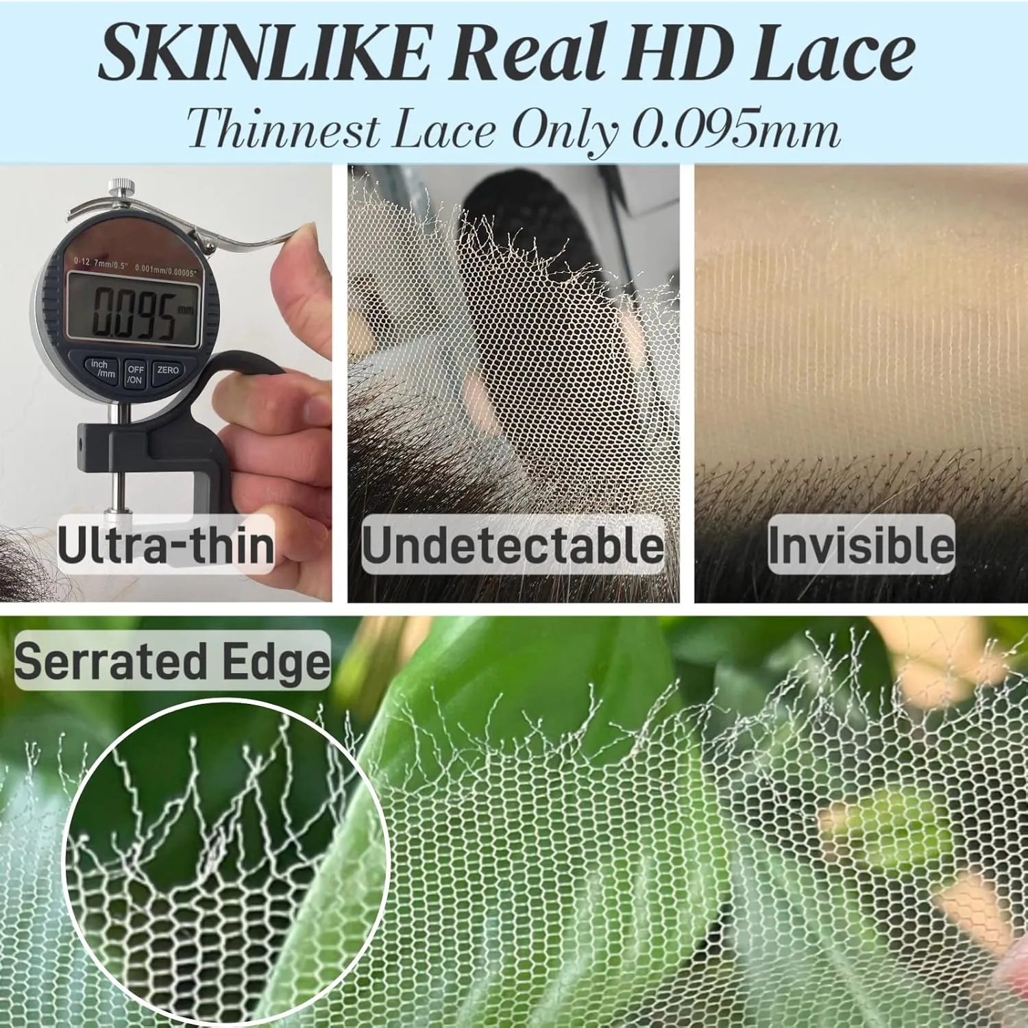 5x5 SKINLIKE 100% Real HD Lace Closure Body Wave Human Hair Closure 0.095mm Ultra-thin Invisible Swiss HD Lace Closure Pre Plucked Small Single Knots Brazilian Virgin Human Hair HD Closure 16inch