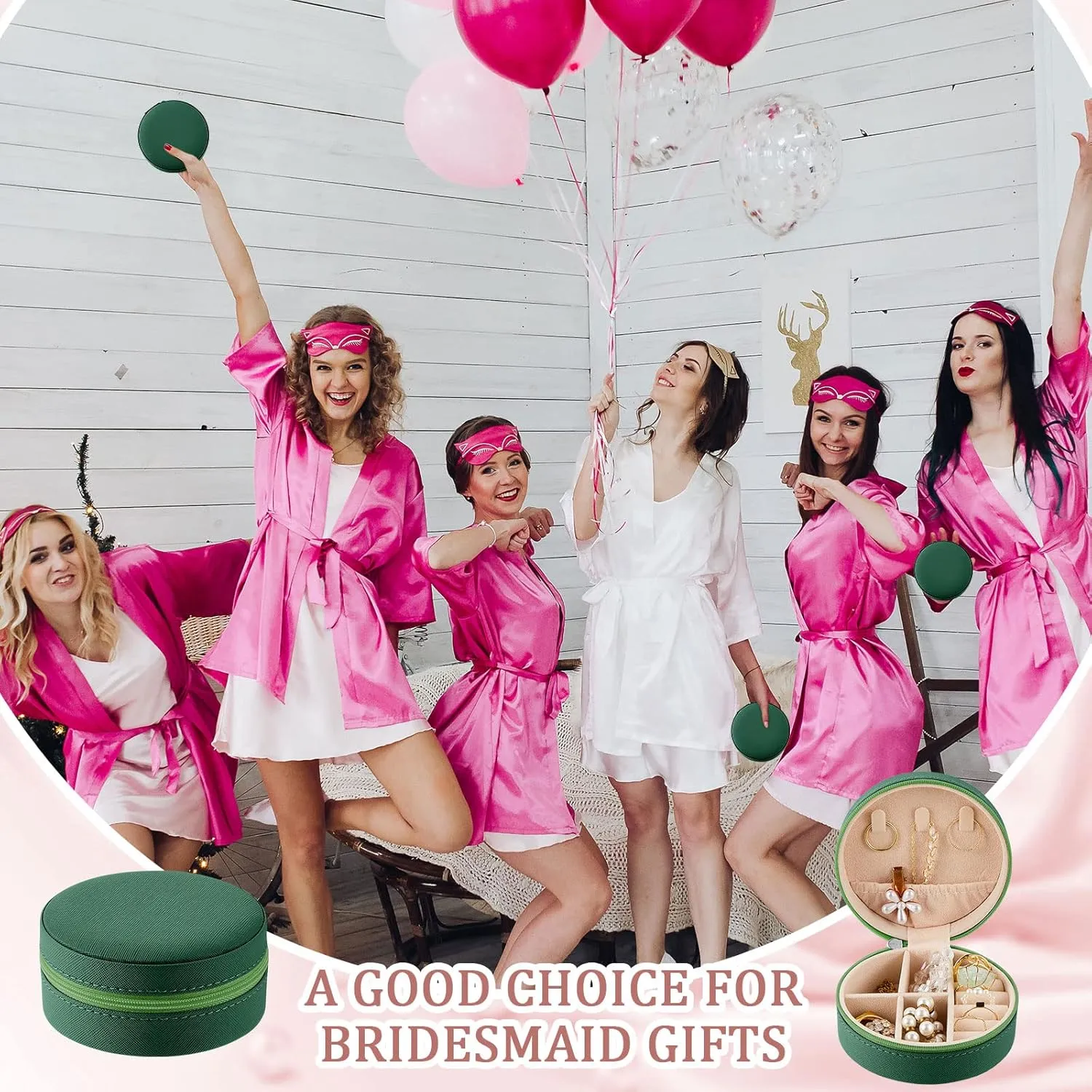 6 Pcs Travel Jewelry Case Bridesmaid Gift Boxes Jewelry Travel Organizer Small Round Jewelry Box Mini Storage PU Leather