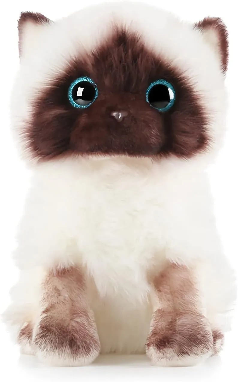 7.8'' Kawaii Siamese Cat Stuffed Animal Realistic Simulation Cute Soft Puppet Cat Plush Toy Lifelike Kitty Kitten Plushie Doll Toys Home Decorations (7.8'', Siamese Cat)