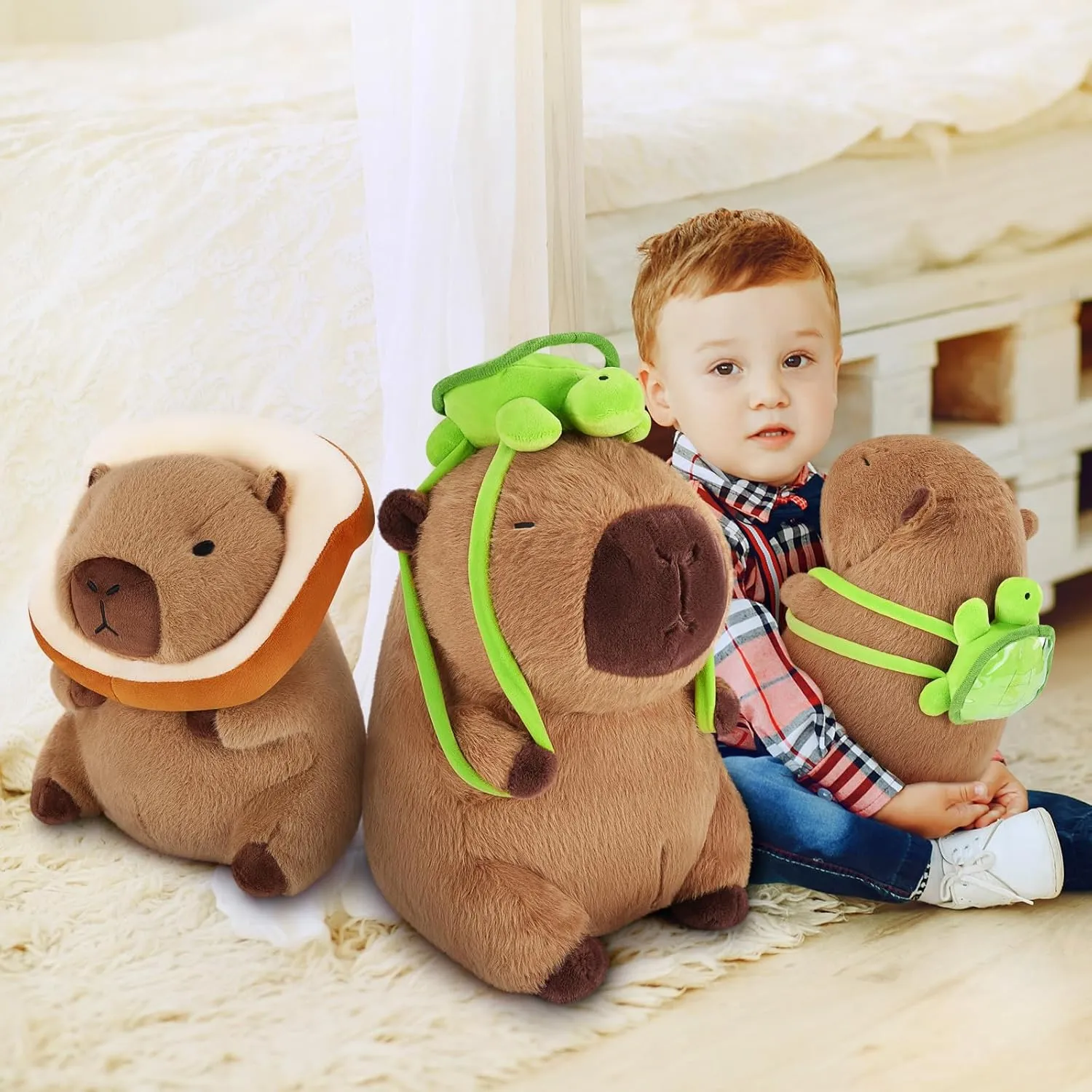 Achwishap Capybara Plush,Cute Plushies Capybara Stuffed Animal,Soft Capybara Plush Toys,Kawaii Plush Stuffed Toys with Wearable Bread Plushies Gifts for Kids Adults Birthday(Capybara Bread,12”)