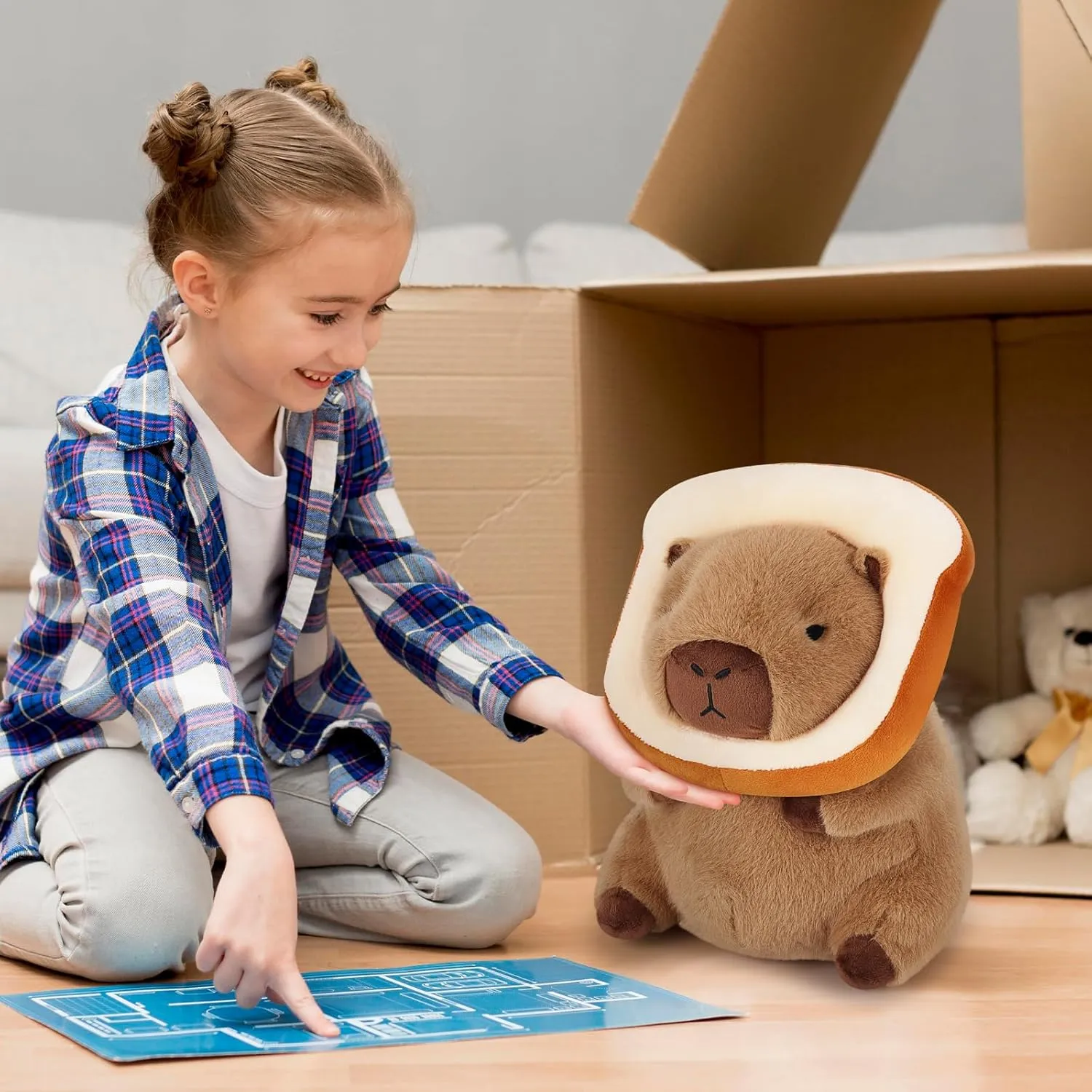 Achwishap Capybara Plush,Cute Plushies Capybara Stuffed Animal,Soft Capybara Plush Toys,Kawaii Plush Stuffed Toys with Wearable Bread Plushies Gifts for Kids Adults Birthday(Capybara Bread,12”)