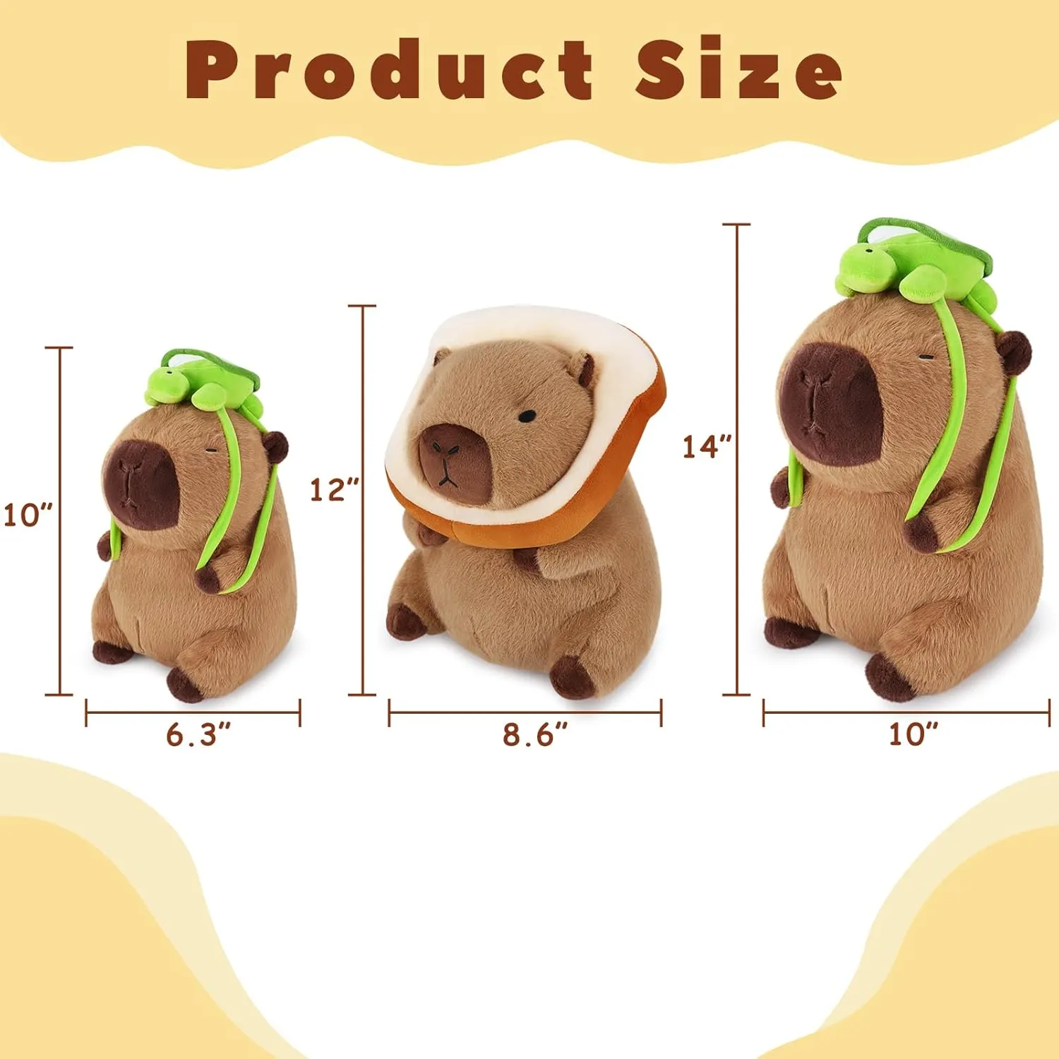 Achwishap Capybara Plush,Cute Plushies Capybara Stuffed Animal,Soft Capybara Plush Toys,Kawaii Plush Stuffed Toys with Wearable Bread Plushies Gifts for Kids Adults Birthday(Capybara Bread,12”)