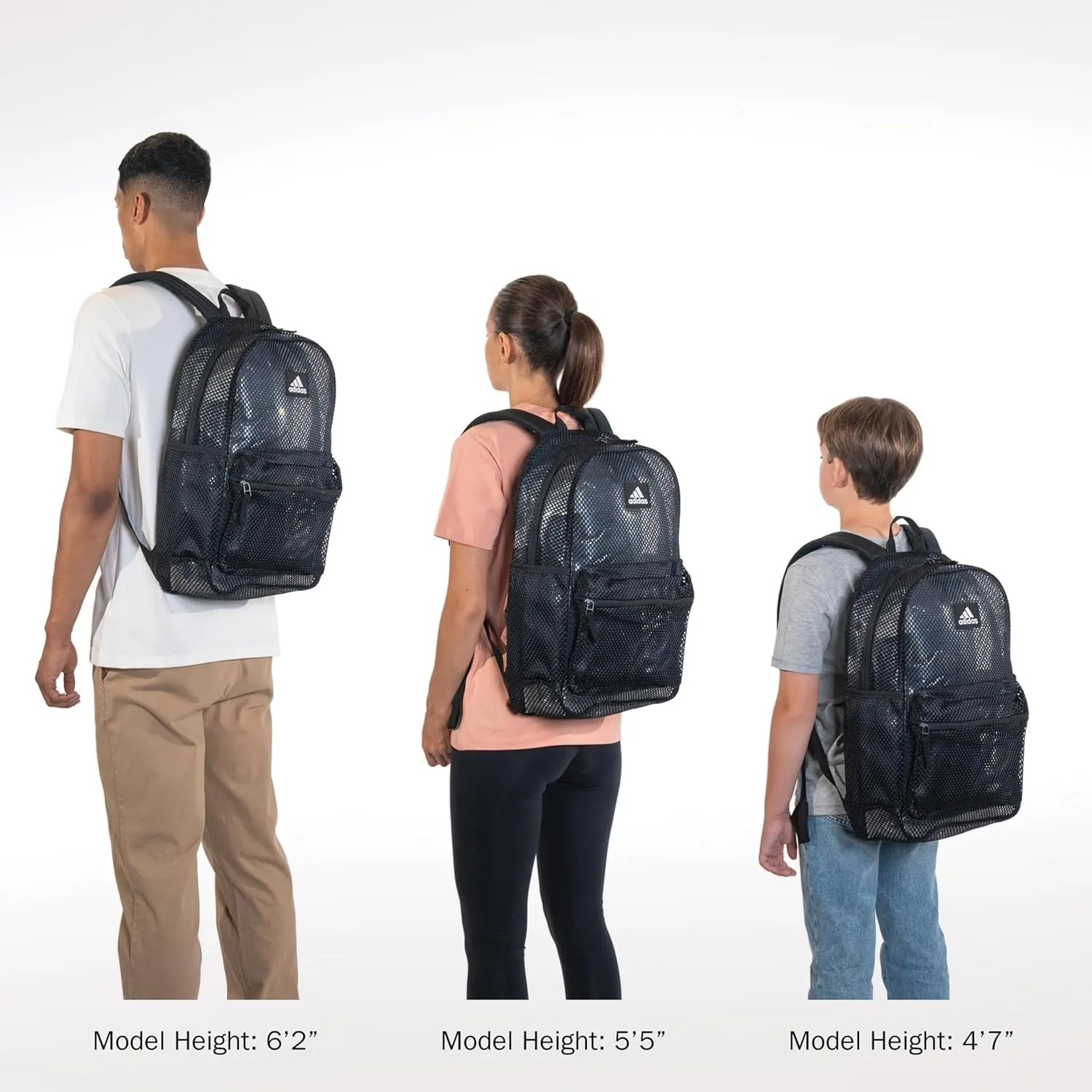 adidas Hermosa Mesh Backpack, See-Through Transparent Clear Festival Bag, Semi Flash Aqua Blue/Onix Grey/2.0, One Size