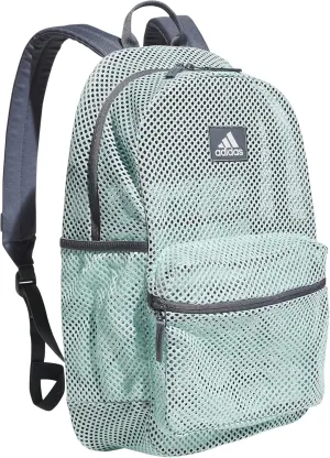 adidas Hermosa Mesh Backpack, See-Through Transparent Clear Festival Bag, Semi Flash Aqua Blue/Onix Grey/2.0, One Size
