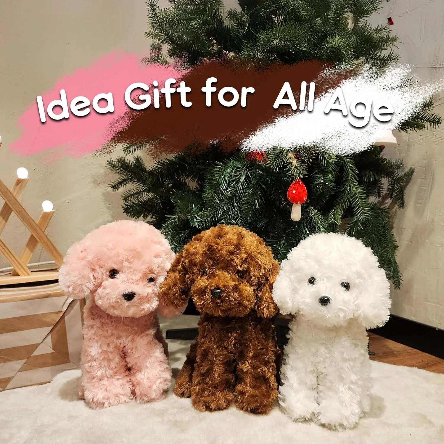 Adorable Labradoodle Plush Toy Fluffy Red Poodle Stuffed Animal Dog Puppy, 12.6" - Perfect for Kids, Babies, Birthday, Nursery