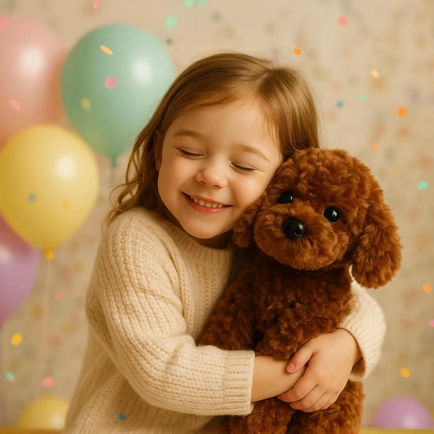 Adorable Labradoodle Plush Toy Fluffy Red Poodle Stuffed Animal Dog Puppy, 12.6" - Perfect for Kids, Babies, Birthday, Nursery