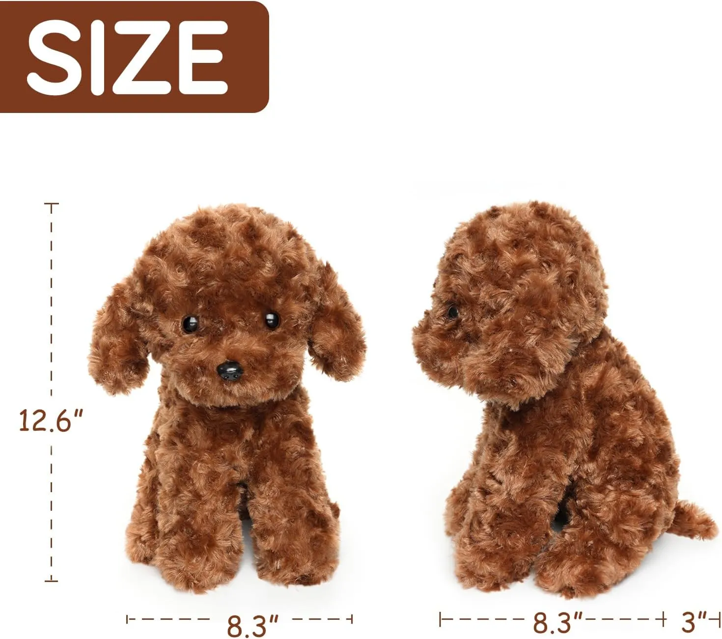 Adorable Labradoodle Plush Toy Fluffy Red Poodle Stuffed Animal Dog Puppy, 12.6" - Perfect for Kids, Babies, Birthday, Nursery