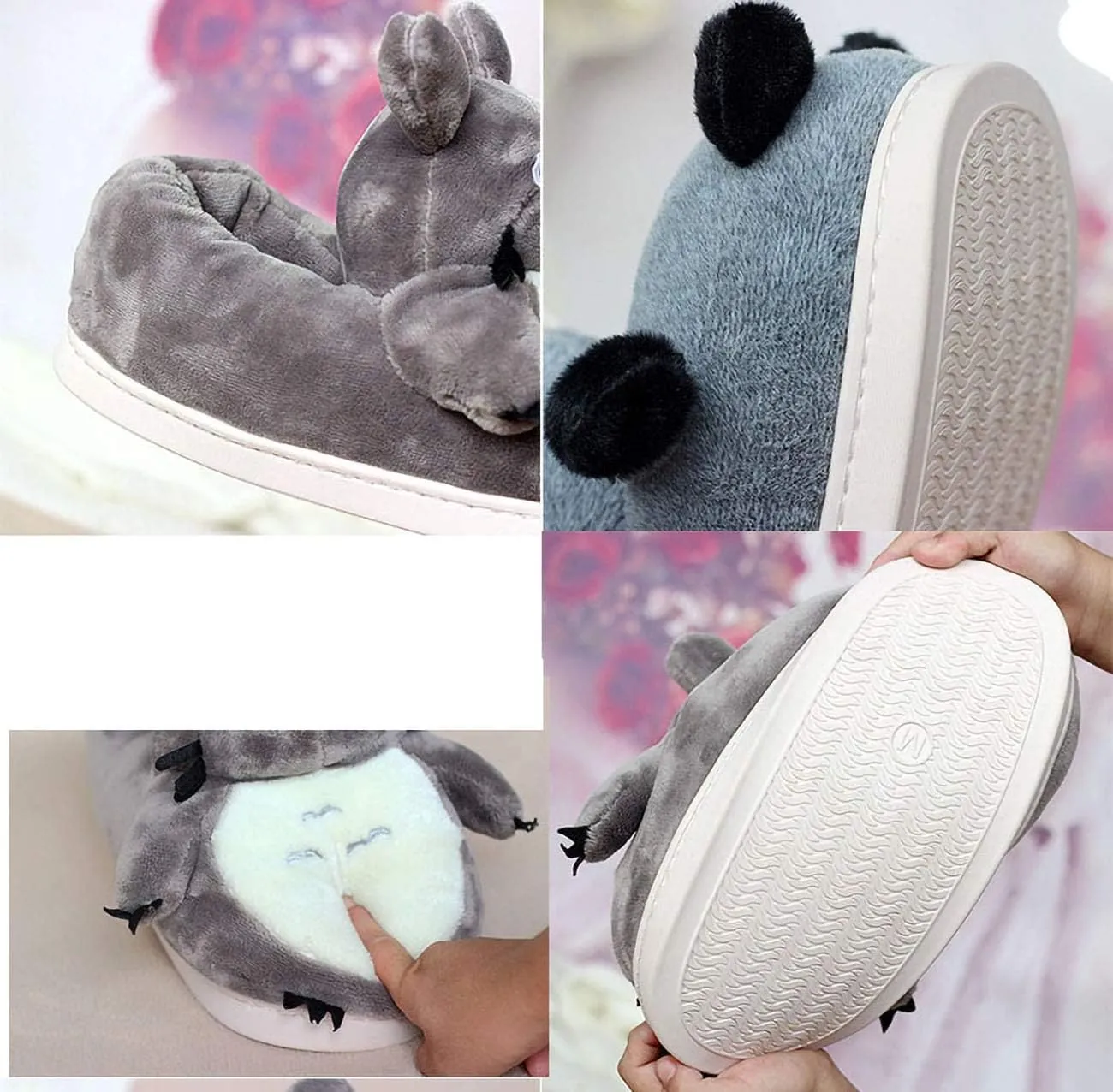 Adult Unisex Winter Warm Plush Animal Slippers,Soft Cozy Animal Styling Design Short Flannel Home Shoes,Animal Shaped Plush Booties,Carpet Slippers,Non-Slip Bedroom Shoes