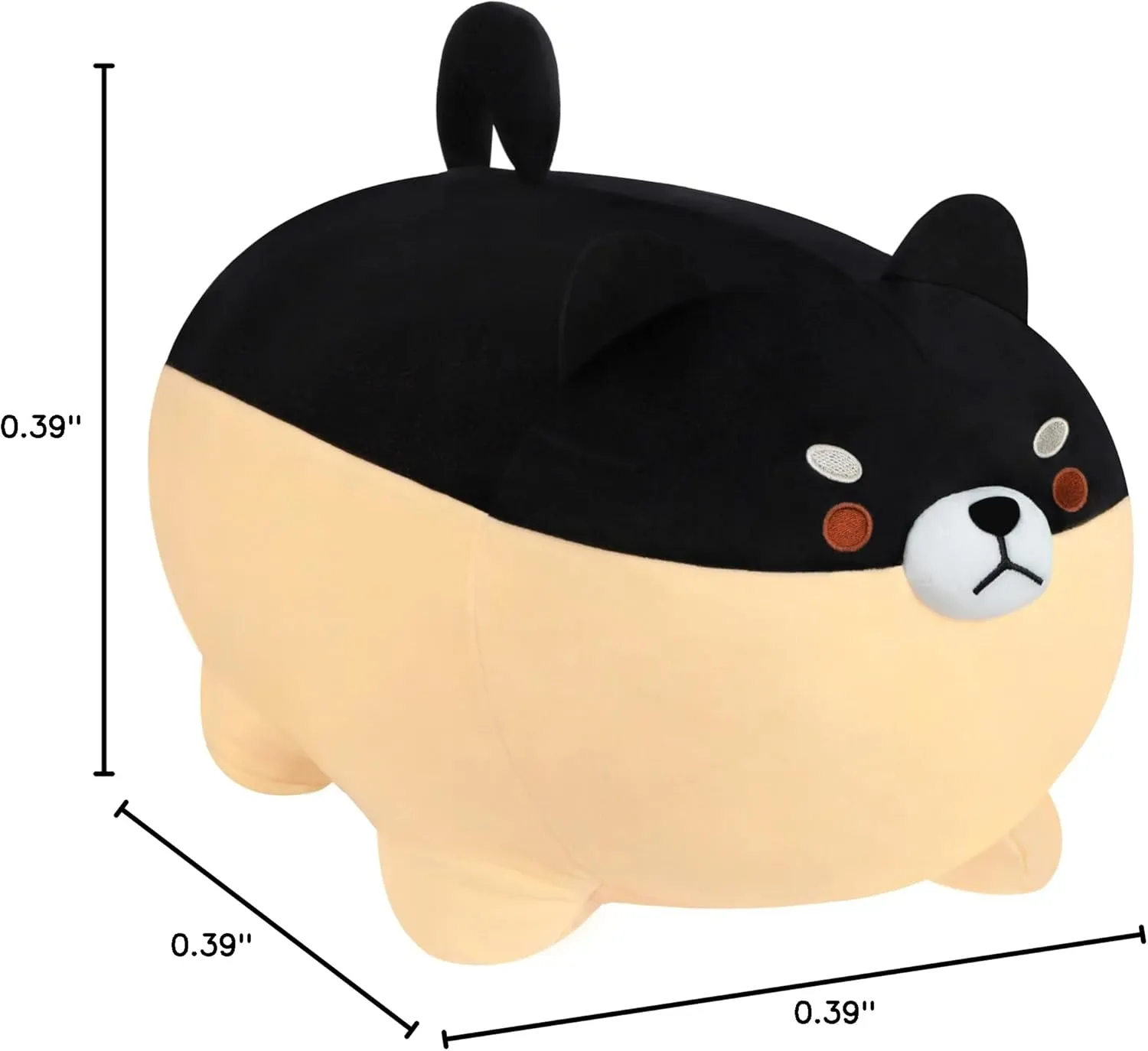 AFAN Shiba Inu Stuffed Animal Plush Kawaii Corgi Dog Plush Pillows Cute Soft Dog Toy Plushies Gifts for Boys Girls Kids (Black, 11.8 Inch)