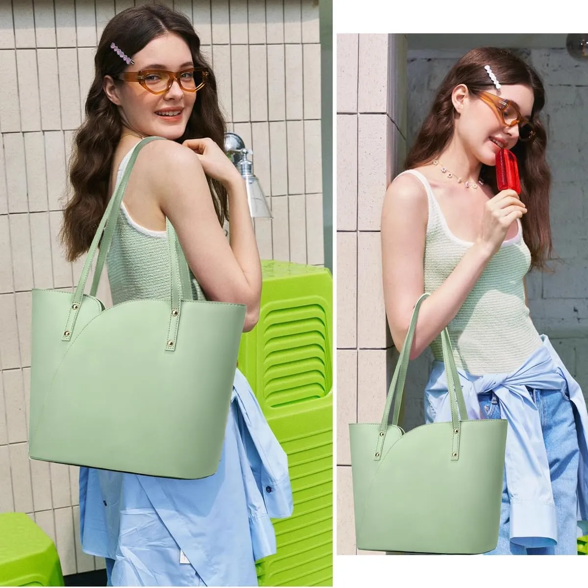 ALARION Tote Bag for Women Soft Faux Leather Shoulder Bag Ladies Zipper Tote Purses for Women Large Satchel Shoulder Handbag
