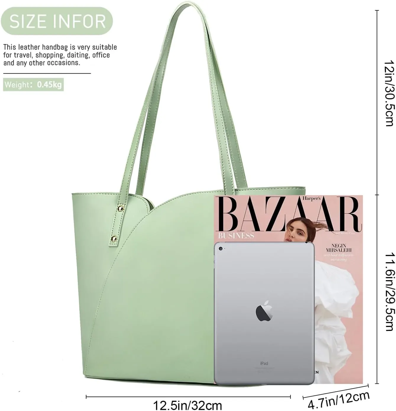 ALARION Tote Bag for Women Soft Faux Leather Shoulder Bag Ladies Zipper Tote Purses for Women Large Satchel Shoulder Handbag