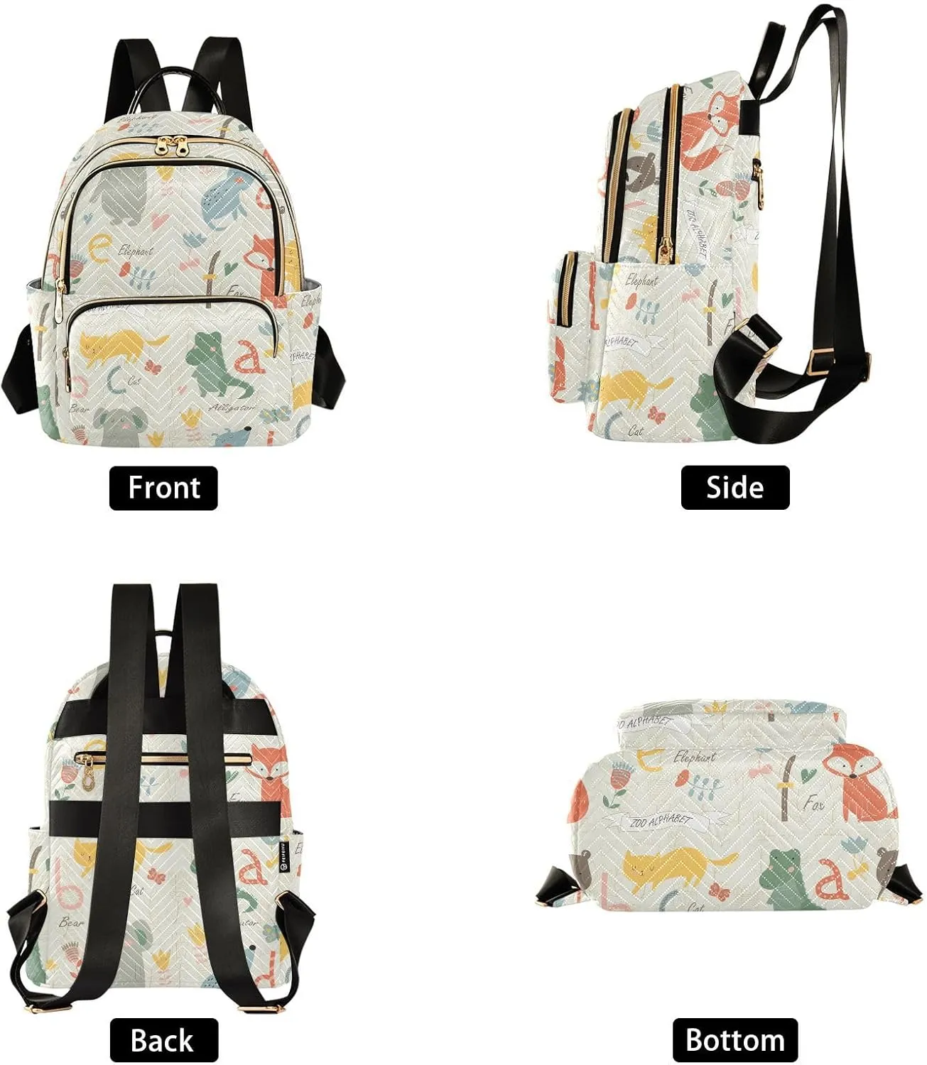 ALAZA Birch Forest Animals Fox Bear Women Backpack Purse Shoulder Bag