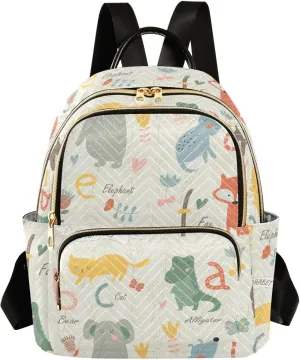ALAZA Birch Forest Animals Fox Bear Women Backpack Purse Shoulder Bag