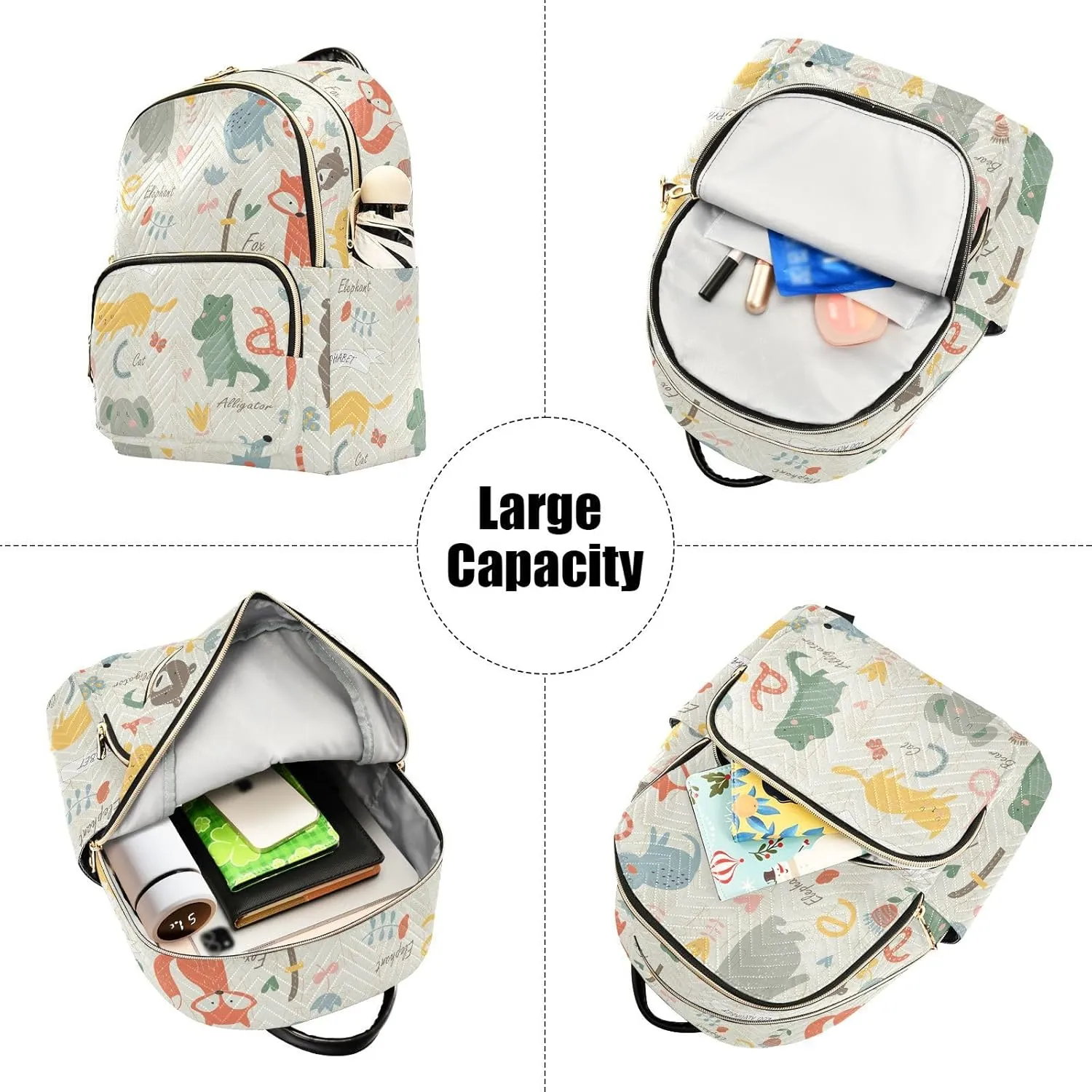 ALAZA Birch Forest Animals Fox Bear Women Backpack Purse Shoulder Bag