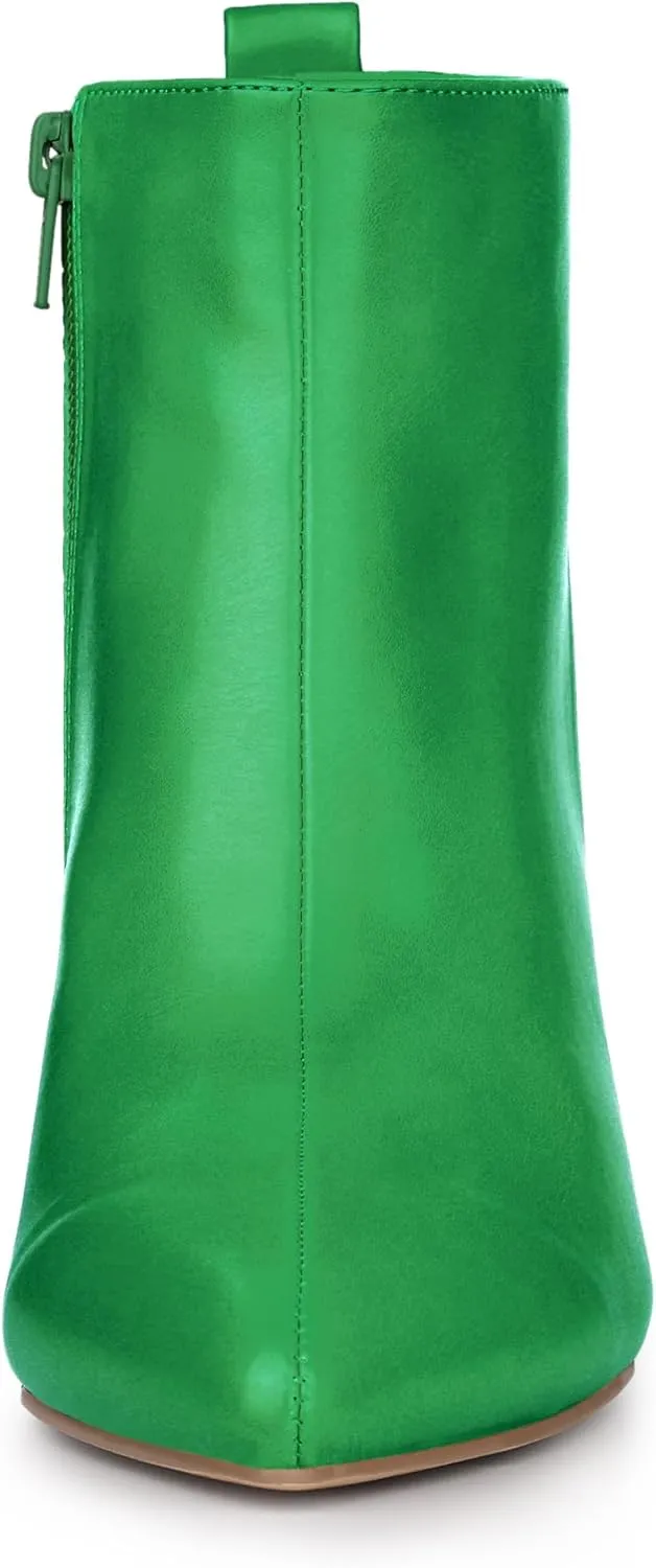 Allegra K Women's Pointed Toe Side Zipper Stiletto Heels Ankle Boots