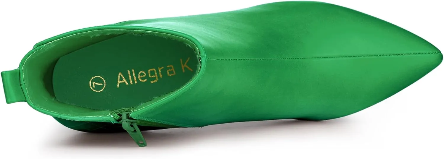 Allegra K Women's Pointed Toe Side Zipper Stiletto Heels Ankle Boots