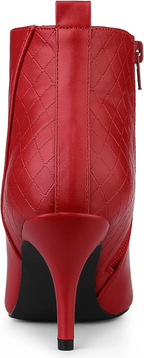 Allegra K Women's Pointed Toe Side Zipper Stiletto Heels Ankle Boots