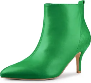 Allegra K Women's Pointed Toe Side Zipper Stiletto Heels Ankle Boots