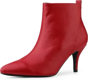Allegra K Women's Pointed Toe Side Zipper Stiletto Heels Ankle Boots