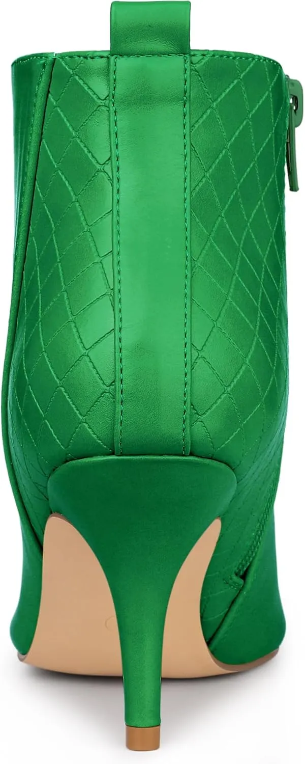 Allegra K Women's Pointed Toe Side Zipper Stiletto Heels Ankle Boots