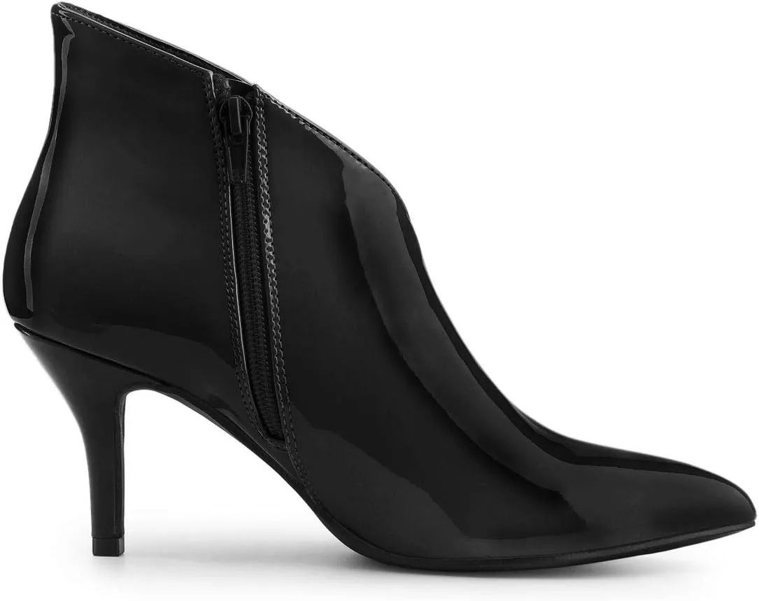 Allegra K Women's V Shape Pointed Toe Stiletto Heel Ankle Boots