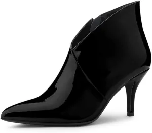 Allegra K Women's V Shape Pointed Toe Stiletto Heel Ankle Boots