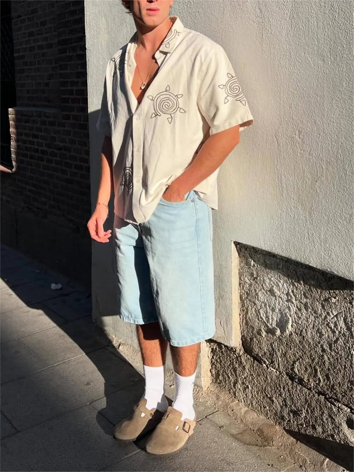 Alyweatry Men’s Y2k Baggy Denim Shorts Loose Fit Hip Hop Skater Carpenter Jean Shorts Trendy Streetwear